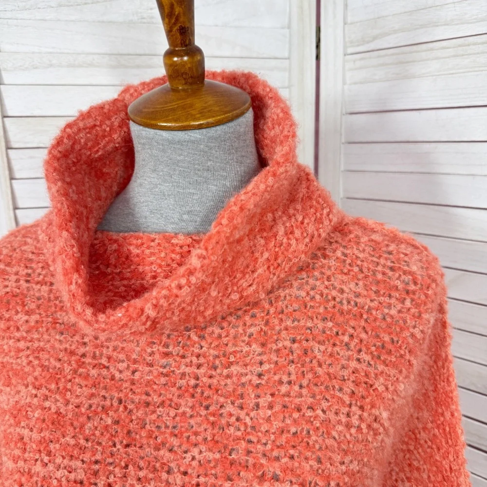 Free People She's All That Alpaca Knit Funnel Neck Tunic Sweater Orange XS‎